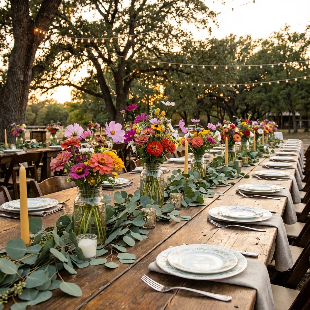 Rustic reception table setting
